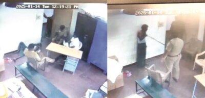 தேனி காவல் நிலையத்தில் விசாரணை கைதியை தாக்கும் போலீசார்: