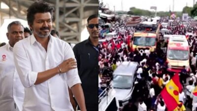 நாமக்கல்லில் விஜய்க்கு வழிநெடுகிலும் தொண்டர்கள் உற்சாக வரவேற்பு