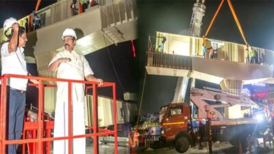 தேனாம்பேட்டை – சைதாப்பேட்டை மேம்பால கட்டுமானப் பணிகள்: அமைச்சர் வேலு ஆய்வு