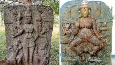 திண்டிவனம் கிடங்கல் பகுதியில் 1,200 ஆண்டுகள் பழமைவாய்ந்த பல்லவர் கால கொற்றவை சிற்பம்