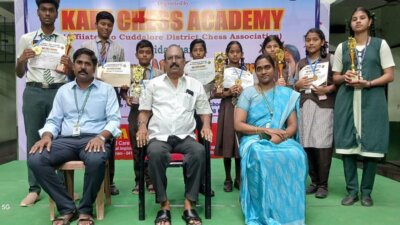 சிதம்பரத்தில் திறந்த நிலை சதுரங்கப் போட்டி: வீனஸ் பள்ளி மாணவர்கள் அசத்தல்