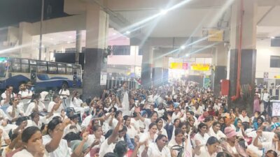 கிளாம்பாக்கம் பேருந்து நிலையத்தில் விடிய விடிய போராட்டம் 700 செவிலியர்கள் கைது