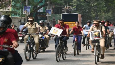 டி.ஜி. வைஷ்ணவா கல்லூரி சார்பில் போதைப் பொருள் ஒழிப்பு சைக்கிள் பேரணி