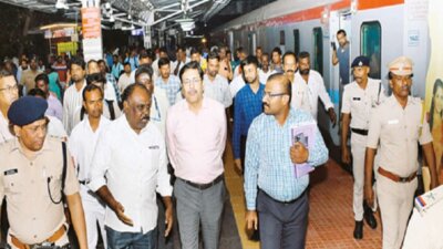 விழுப்புரம் ரெயில் நிலைய மேம்பாட்டு பணிகள்: தெற்கு ரெயில்வே பொதுமேலாளர் ஆர்.என்.சிங் ஆய்வு