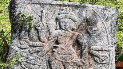 விழுப்புரம் அருகே 1,200 ஆண்டுகள் பழமைவாய்ந்த 3 கொற்றவை சிற்பங்கள் கண்டெடுப்பு