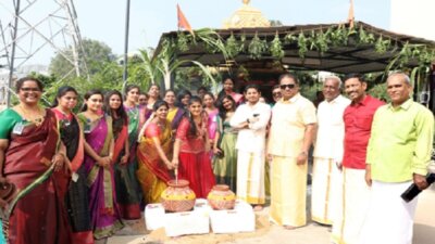 தலைவர் ஜி.வி. சம்பத் தலைமையில் வேலூர் நறுவீ மருத்துவமனையில் பாரம்பரிய கலை நிகழ்ச்சிகளுடன் சமத்துவ பொங்கல் விழா