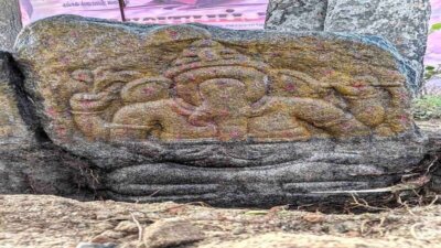 கல்பட்டு கிராமத்தில் சோழர் கால கல்வெட்டு, விநாயகர் சிற்பம் கண்டெடுப்பு