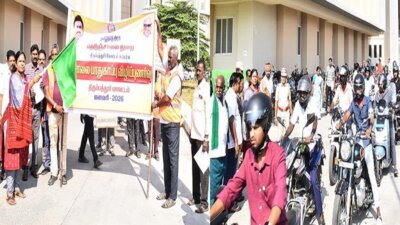 சாலை பாதுகாப்பு விழிப்புணர்வு பேரணி: திருப்பத்தூரில் கலெக்டர் துவக்கி வைத்தார்